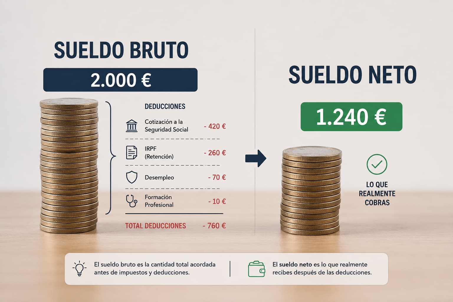 Diferencia entre salario bruto y neto